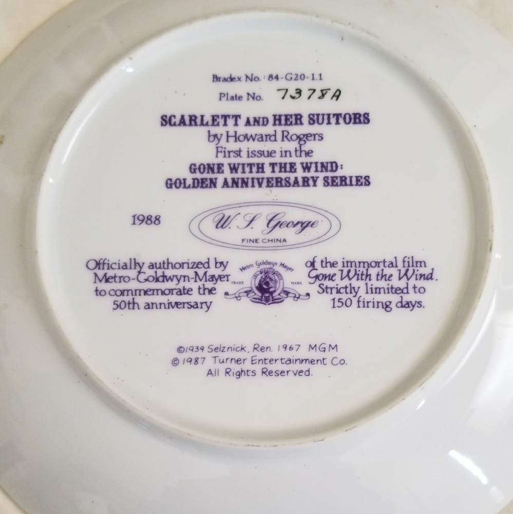 Gone with the Wind Limited SerieAniversary Plate